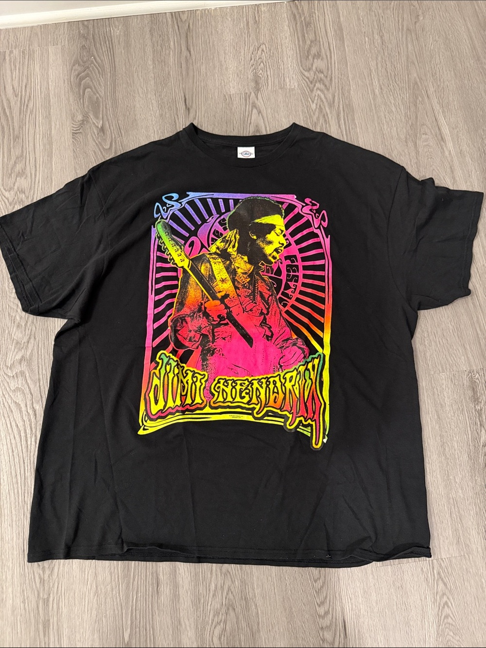 Delta Black Short-Sleeve Tee with Neon Rainbow Jimi Hendrix Graphic
